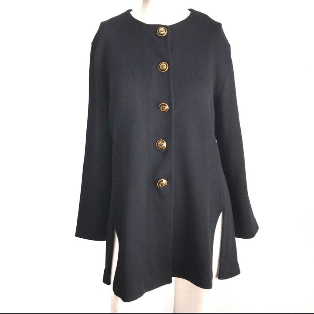 St. John Separates Button Down Front Slit Cardigan